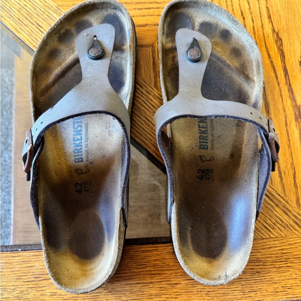 Birkenstock Dark Brown Leather Footbed Sandals